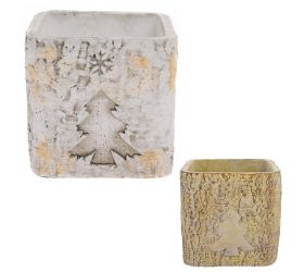 Obal cement štvorec strom kôra 13x13x13cm