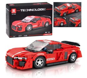 Technické bloky auto červené v štýle športového kupé 373-dielne