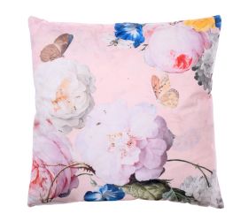 Super cena vankúš s výplňou kvet. ružov. podklad
