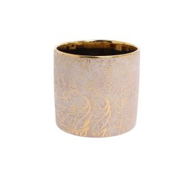 Obal ornament kvety zla-zemitá 13,5 × 13,5 × 13 cm