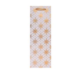 Agb2020304 taška darč. v37x12+10cm grunge textured snowflakes gold bottle