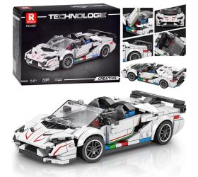 Technické bloky super športové auto biely kabriolet spojler 348 dielikov