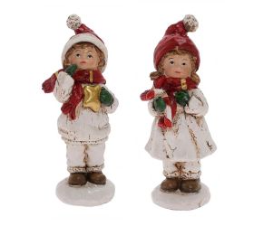 Chlapec a dievča bie/čer/zel mix/2 poly 5,5*4,5*12,5cm