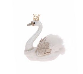 Labuť bie/béž textil 24*16*27cm
