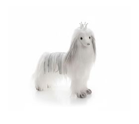 Pes bielo-sivý textil 44*13*42cm