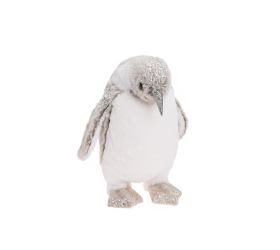 Tučniak bie/siv textil 23*23*27cm