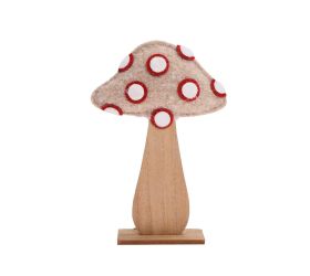 Muchotrávka béžová textil/drevo 14*5*22cm
