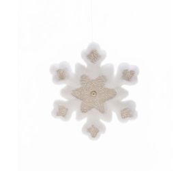 Záves vločka bie/béž textil 26*26*3cm