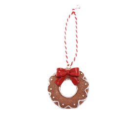 Záves perníková donut bie/hne/čer poly 7*5,5cm