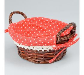 Prútený košík tm.hnedý vzor bodka 21x10cm