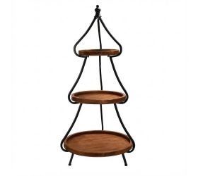 Etažér stromček 3 podlažia kov/drevo 52*113cm