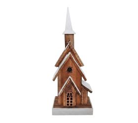 Kostolík bielo-hnedý 5 LED drevo 47 cm