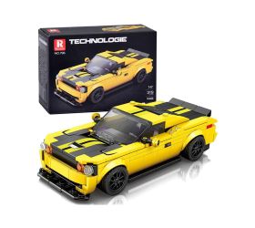 Technické bloky 319 dielikov + nálepky žlté športové auto