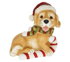 Pes santa s lízatkom hne/čer mgo 32*23,3*35cm
