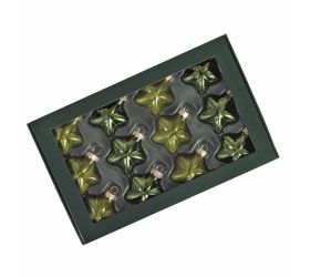 Hviezdičky zelený opal lesk sklo sada 12 ks 40 mm