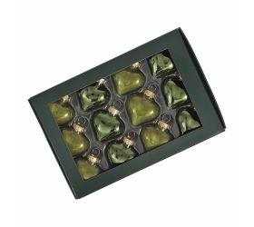 Srdiečka zelený opal lesk sklo sada 12 ks 40 mm