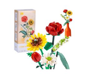 Kreatívne stavebné kocky kytica farebných kvetov 568 ks