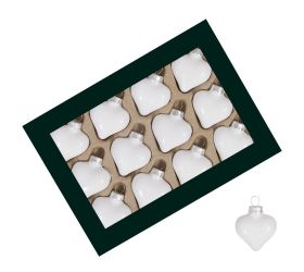 Srdiečka biele sklo sada 12 ks 40 mm