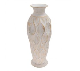 Váza ornament bielo/zla plech 24*63cm