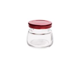 Pohár 50ml sklo/ viečko červ. *2417