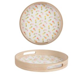 Tácka veľká mdf okrúhla smalt s potlač tulipánov fsc mix 70% v4/pr.