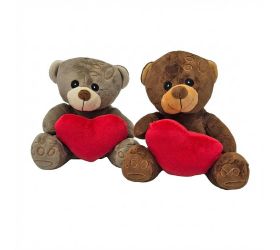 Plyšový medvedík s červeným srdcom, 18cm