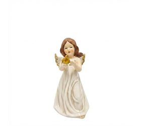 Anjel s vtáčikom bie/zla porc. 10,6*9,3*17,4cm