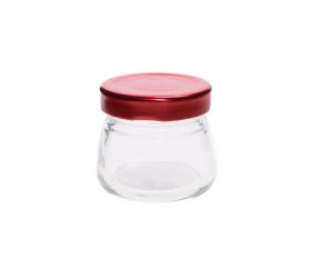 Pohár 70ml sklo/ viečko červ. *2400