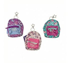 Batoh mini 11cm mix farieb,, prívesok, linajkový notes, pero, guma, nálepky/ks