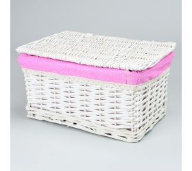 349fl/s prútený košík biely vzor bodky m:36x26x20cm