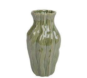Váza z porcelánu s reakčnou glazúrou zelená d.14.5cm h.26cm