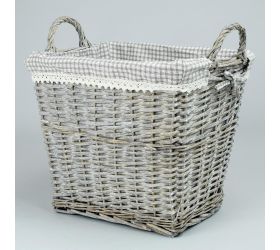 Prútený koš šedý vzor kocka 38x28x33cm