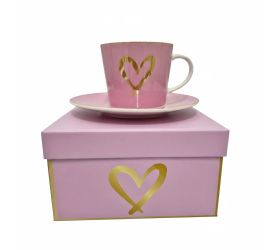 Šálka s podšálkou srdcia