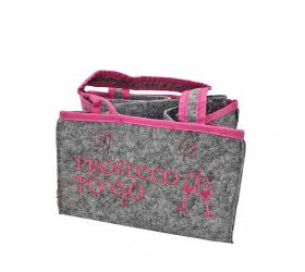 Sivá plstená taška, prosecco so sebou