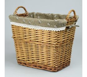 Prútený koš hnedý vzor ruž.bodka 38x28x33cm