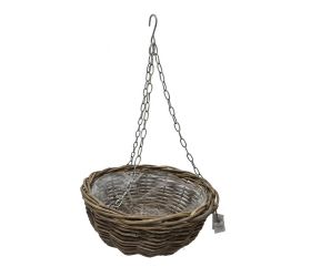 Kôš visiací kubu ratan sivý pr.40x20cm