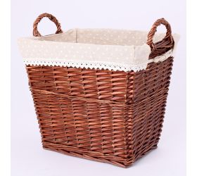 Prútený koš tm.hnedý vzor bodka  38x28x33cm