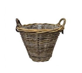 Kôš s uchom kubu ratan sivý pr.40/30cm