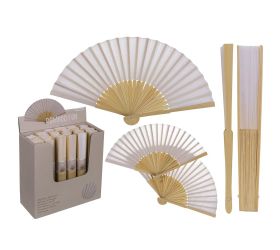 Vejár,shine white, 21 cm, bambus