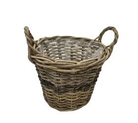 Kôš s uchom kubu ratan sivý pr.30x23cm