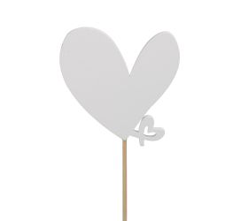 Zápich srdiečko s/9 drevo 7,5x8cm biele