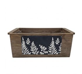 514fl/s debnička drevo listy l 35,5x16x13cm hnedá+modrá