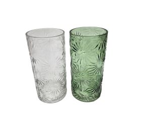 Váza sklo reliéfným vzorom v25/pr.12cm