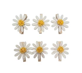 Štipec margarétka s/6 filc/drevo 4,8*4,8cm