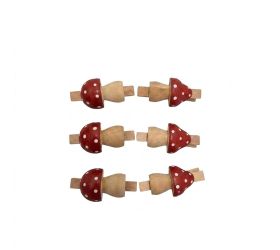 Štipec muchotrávka s/6 drevo 3*2,2*1cm