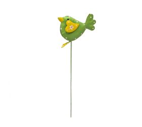 Zápich vtáčik zeleno-žltý plech 8,5*2,5*30cm