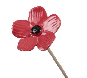 Zápich kvet keramika 7,5cm červená