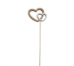 Zápich srdcia drevené hne/bie 8*6,3*20cm