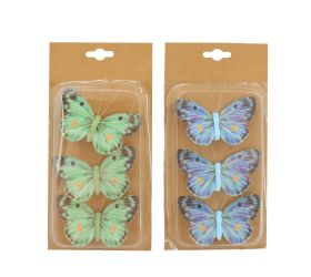 Motýľ na klipe textil mix 2f s/3 10x6x2cm