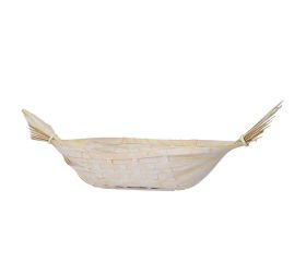Košík loďka bambus 63x10cm krém